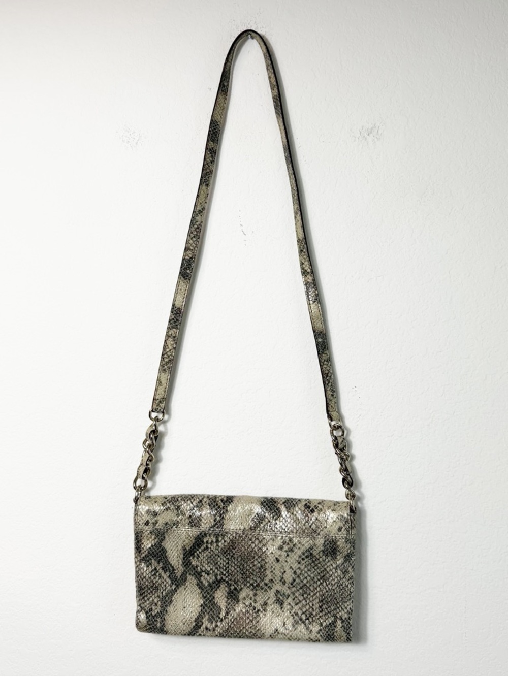 Kate Spade Snake Embossed Crossbody Bag Gold Shimmer Leather Purse - Picture 5 of 8